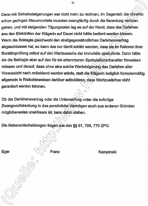 Gerichtsurteil des Landgericht Wiesbaden Aktenzeichen 3 O 09/01 gegen die Badenia Bausparkasse AG, Seite 11