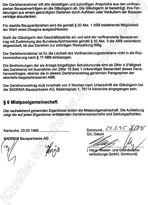 HMG Mietpool Melle, Badenia Darlehensvertrag 1995: Von-Bar-Straße, Seite 7