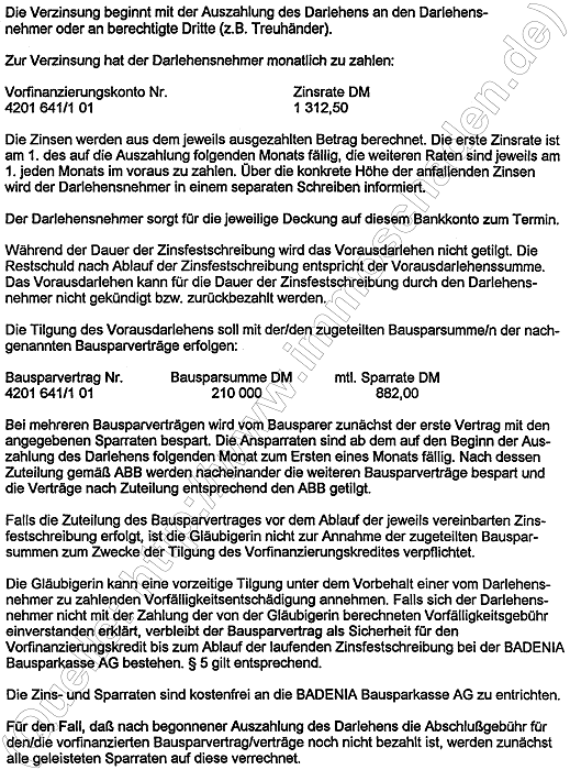 HMG Mietpool Melle, Badenia Darlehensvertrag 1995: Hochstraße, Seite 2