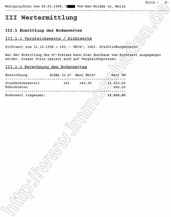 Wertermittlungs-Gutachten Melle Von-Bar-Str. 10 1og Rechts (ATP Nr. 79) vom 5.3.1999 Seite 11